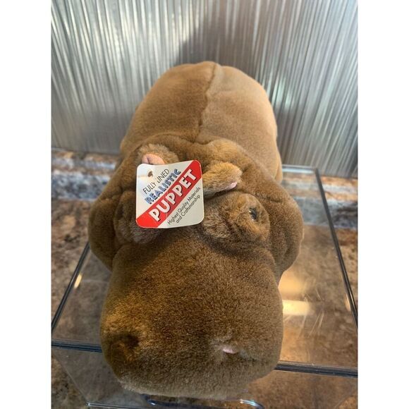 Cascade Toy Hippo Fully Lined Realistic Hand Puppet Washable Surface - Picture 2 of 10